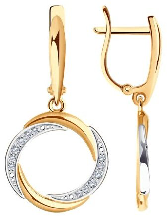 Серьги Diamant 51-121-02306-1 вес 3.79 г золото, фианит купить,379688