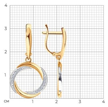 Серьги Diamant 51-121-02306-1 вес 3.79 г золото, фианит купить,379688