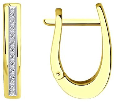 Серьги Diamant 53-220-01356-2 вес 2.32 г золото, бриллиант купить,378955