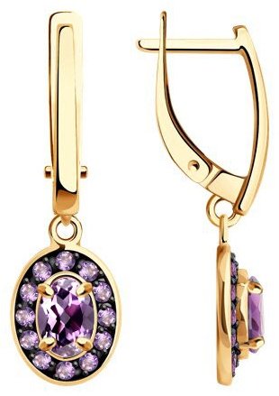 Серьги Diamant 51-321-01961-1 вес 3.17 г золото, аметист купить,256381
