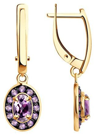 Серьги Diamant 51-321-01961-1 вес 3.17 г золото, аметист купить,256381