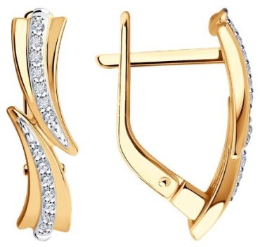Серьги Diamant 51-220-01900-1 вес 2.62 г золото, бриллиант купить,369310