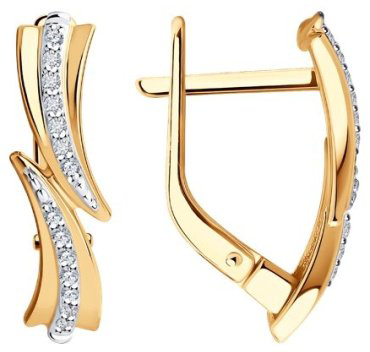 Серьги Diamant 51-220-01900-1 вес 2.62 г золото, бриллиант купить,369310