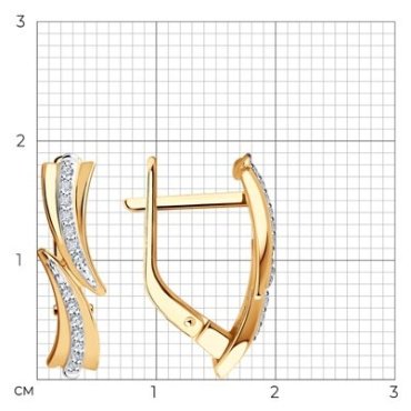 Серьги Diamant 51-220-01900-1 вес 2.62 г золото, бриллиант купить,369310
