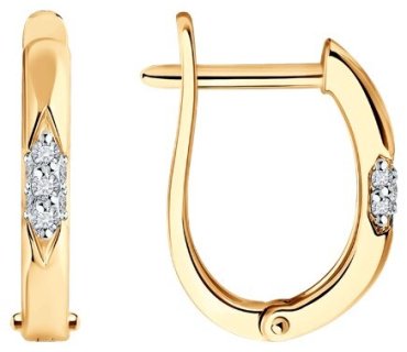 Серьги Diamant 51-220-02035-1 вес 2.24 г золото, бриллиант купить,263152