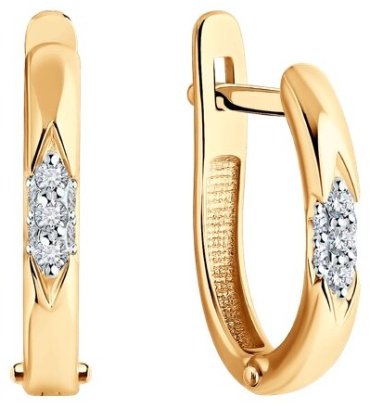Серьги Diamant 51-220-02035-1 вес 2.24 г золото, бриллиант купить,263152