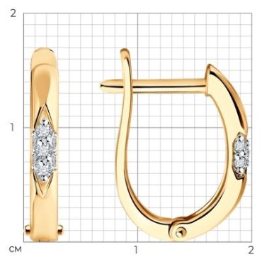 Серьги Diamant 51-220-02035-1 вес 2.24 г золото, бриллиант купить,263152