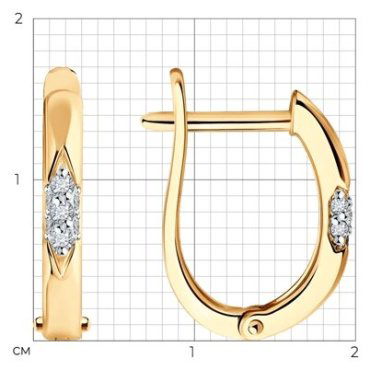 Серьги Diamant 51-220-02035-1 вес 2.24 г золото, бриллиант купить,263152