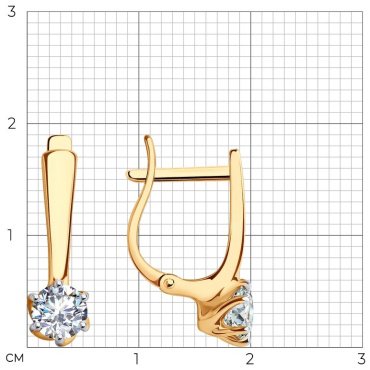 Серьги SOKOLOV 029891 вес 2.71 г золото, фианит купить,288351