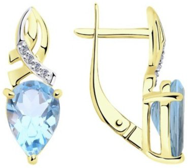 Серьги Diamant 53-320-00735-2 вес 2.93 г золото, топаз купить,276285