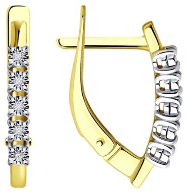 Серьги Diamant 53-220-01942-1 вес 2.27 г золото, бриллиант купить,396088