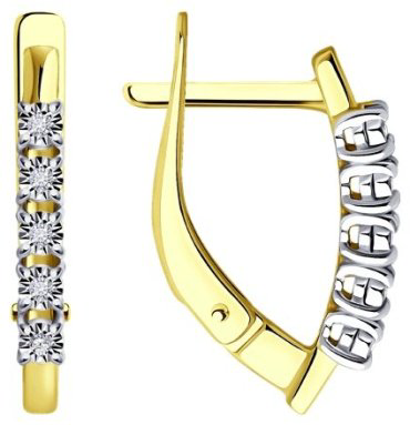 Серьги Diamant 53-220-01942-1 вес 2.27 г золото, бриллиант купить,396088