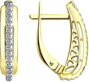 Серьги Diamant 53-120-00657-1 вес 2.683 г золото, фианит купить,290814