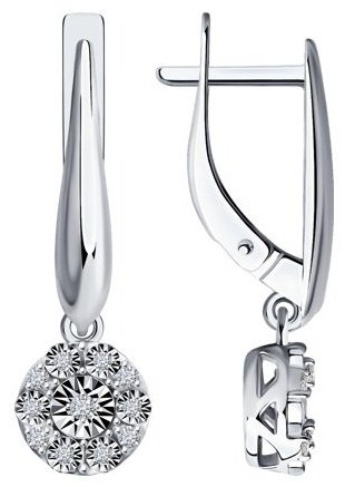 Серьги Diamant 52-221-01315-1 вес 3.17 г золото, бриллиант купить,540753