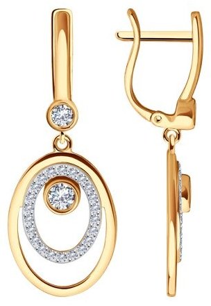 Серьги Diamant 51-121-01913-1 вес 3.91 г золото, фианит купить,299840