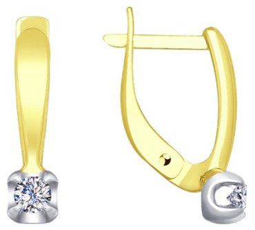 Серьги Diamant 53-220-00007-1 вес 1.935 г золото, бриллиант купить,538041