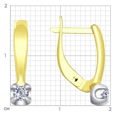 Серьги Diamant 53-220-00007-1 вес 1.935 г золото, бриллиант купить,538041