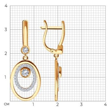 Серьги Diamant 51-121-01913-1 вес 3.91 г золото, фианит купить,299840
