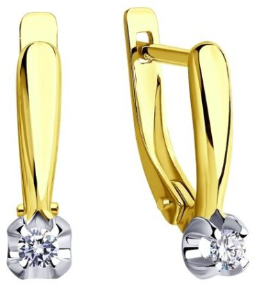 Серьги Diamant 53-220-00007-1 вес 1.935 г золото, бриллиант купить,538041