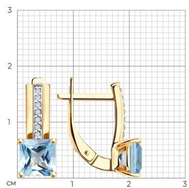 Серьги Diamant 51-320-01729-1 вес 3.44 г золото, топаз купить,290871