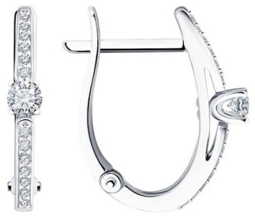 Серьги Diamant 52-220-01675-1 вес 2.16 г золото, бриллиант купить,587322