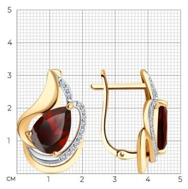 Серьги Diamant 51-320-00921-2 вес 5.24 г золото, гранат купить,550345