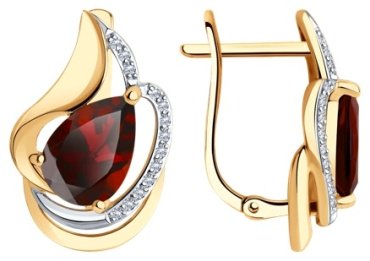 Серьги Diamant 51-320-00921-2 вес 5.24 г золото, гранат купить,550345