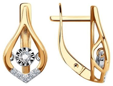Серьги Diamant 51-220-01075-1 вес 2.51 г золото, бриллиант купить,394052