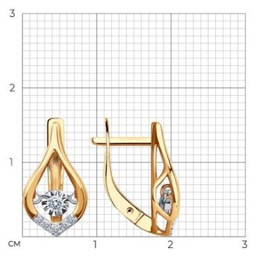 Серьги Diamant 51-220-01075-1 вес 2.51 г золото, бриллиант купить,394052