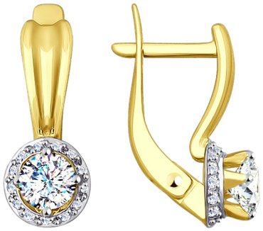 Серьги SOKOLOV 027931-2 вес 2.92 г золото, фианит купить,279450