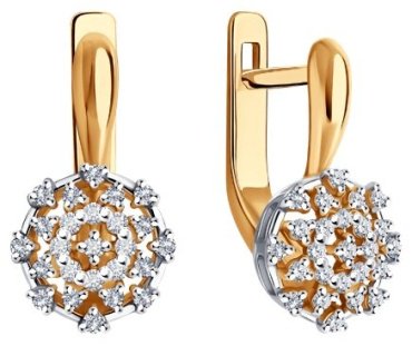 Серьги Diamant 51-220-02083-1 вес 2.74 г золото, бриллиант купить,537170