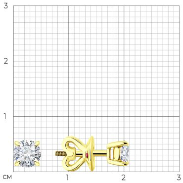 Пусеты Diamant 53-222-02319-1 вес 1.84 г золото, рубин купить,626579