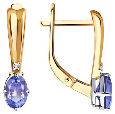 Серьги Diamant 51-220-01906-1 вес 2.78 г золото, бриллиант, танзанит купить,625100