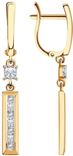 Серьги Diamant 51-121-01568-1 вес 3.61 г золото, фианит купить,299859