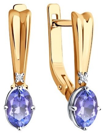 Серьги Diamant 51-220-01906-1 вес 2.78 г золото, бриллиант, танзанит купить,625100