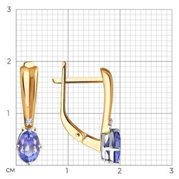 Серьги Diamant 51-220-01906-1 вес 2.78 г золото, бриллиант, танзанит купить,625100