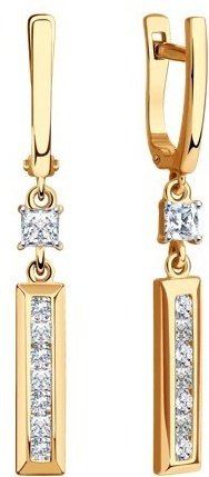 Серьги Diamant 51-121-01568-1 вес 3.61 г золото, фианит купить,299859