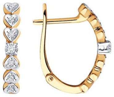 Серьги Diamant 51-220-01905-1 вес 3.06 г золото, бриллиант купить,658858