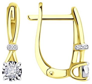 Серьги Diamant 53-220-01683-1 вес 2.49 г золото, бриллиант купить,889815