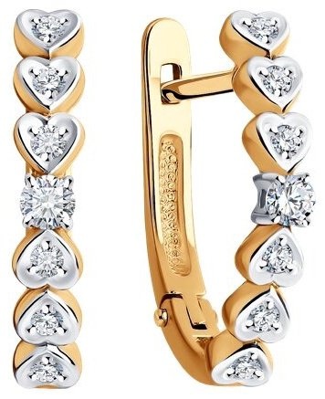 Серьги Diamant 51-220-01905-1 вес 3.06 г золото, бриллиант купить,658858