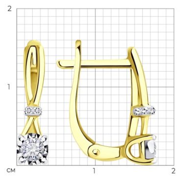 Серьги Diamant 53-220-01683-1 вес 2.49 г золото, бриллиант купить,889815