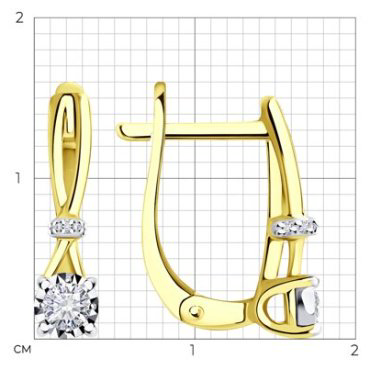 Серьги Diamant 53-220-01683-1 вес 2.49 г золото, бриллиант купить,889815