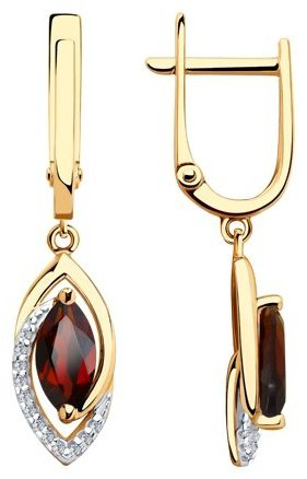Серьги Diamant ПД 51-321-00241-2 вес 2.99 г золото, гранат купить,302713