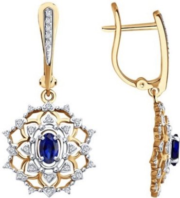 Серьги Diamant 51-221-02397-1 вес 4 г золото, сапфир купить,607899
