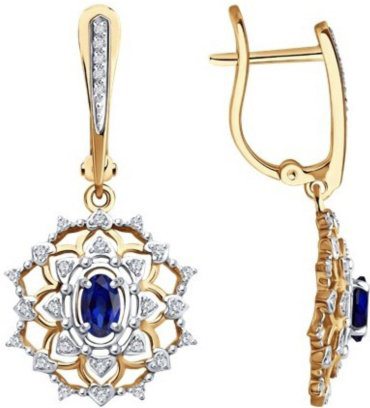 Серьги Diamant 51-221-02397-1 вес 4 г золото, сапфир купить,607899