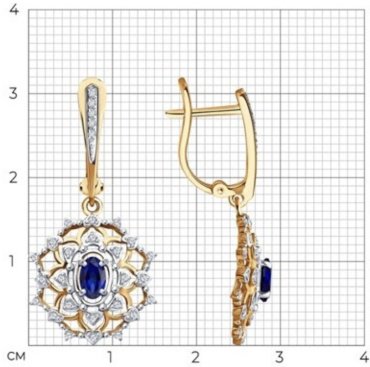 Серьги Diamant 51-221-02397-1 вес 4 г золото, сапфир купить,607899