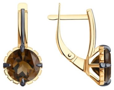 Серьги Diamant 51-320-01845-3 вес 3.76 г золото, раухтопаз купить,352450