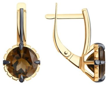 Серьги Diamant 51-320-01845-3 вес 3.76 г золото, раухтопаз купить,352450