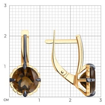 Серьги Diamant 51-320-01845-3 вес 3.76 г золото, раухтопаз купить,352450