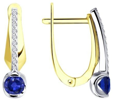 Серьги Diamant 53-220-01504-1 вес 3.01 г золото, сапфир купить,479861